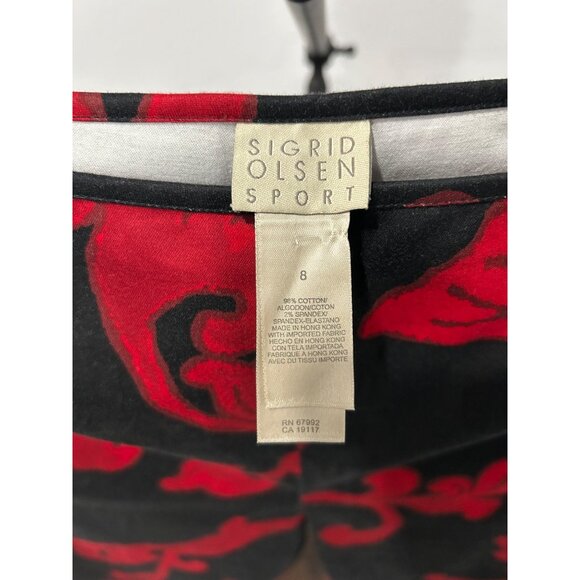 Sigrid Olsen Sport Women's Black Red Floral Print Pants Size 8 - Picture 5 of 8